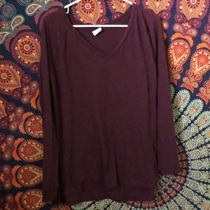 long sleeve tee, maroon